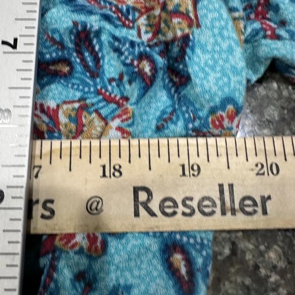 Maurices Shirt Womens XL Blue Green Floral Faux Wrap Peplum Boho Rayon Top - Picture 5 of 7